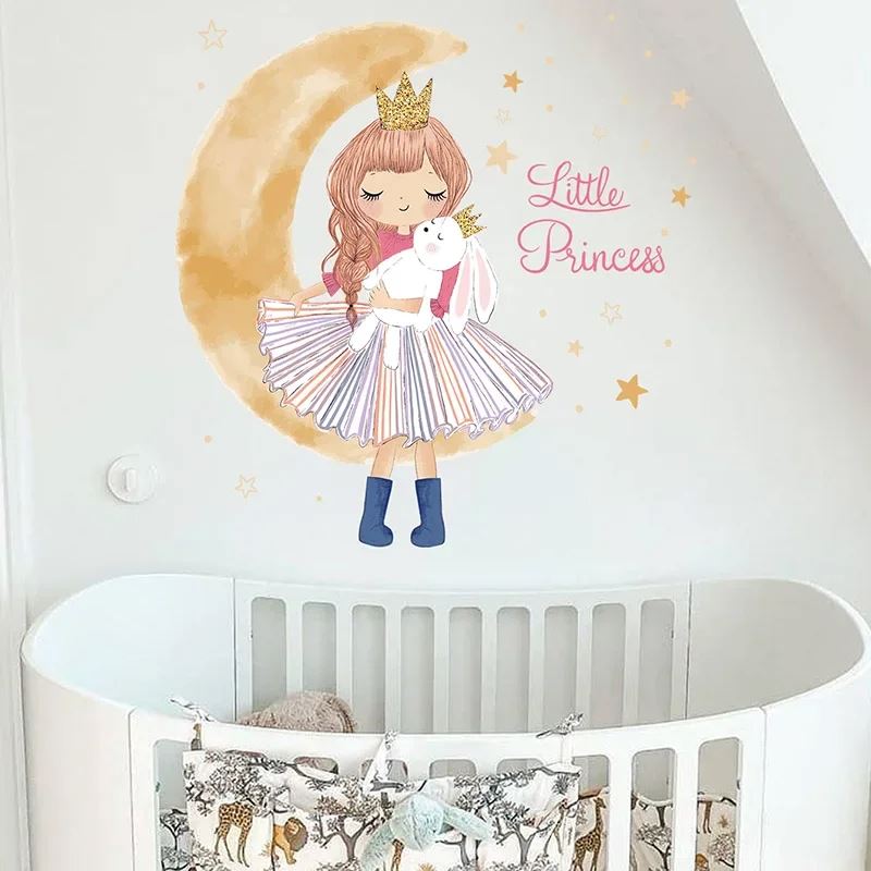 Décoration Murale - PrincesseSticker™ - Lune Beige - Bébé Castel