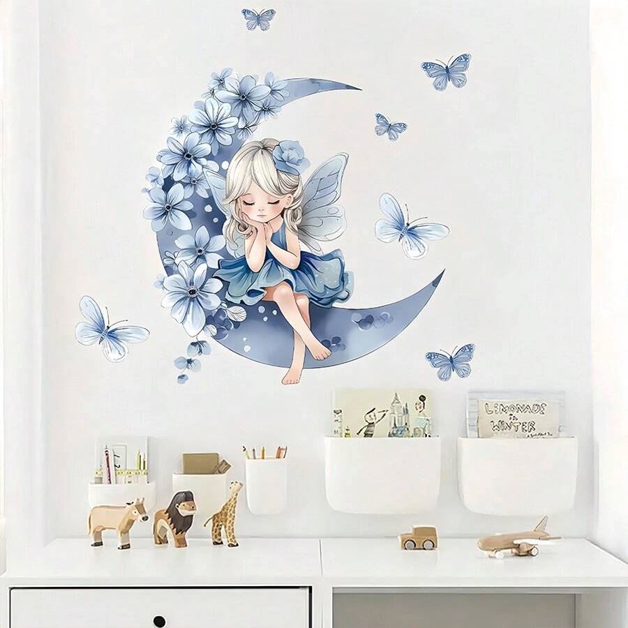 Décoration Murale - PrincesseSticker™ - Lune Bleue - Bébé Castel