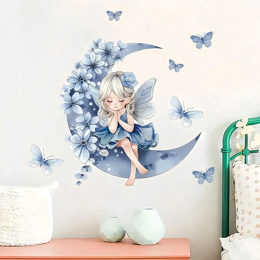 Décoration Murale - PrincesseSticker™ - Lune Bleue - Bébé Castel