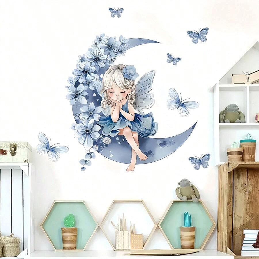 Décoration Murale - PrincesseSticker™ - Lune Bleue - Bébé Castel