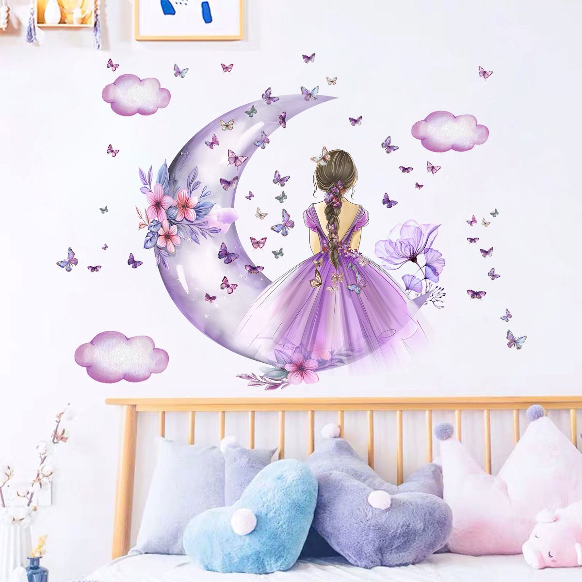 Décoration Murale - PrincesseSticker™ - Lune Mauve - Bébé Castel