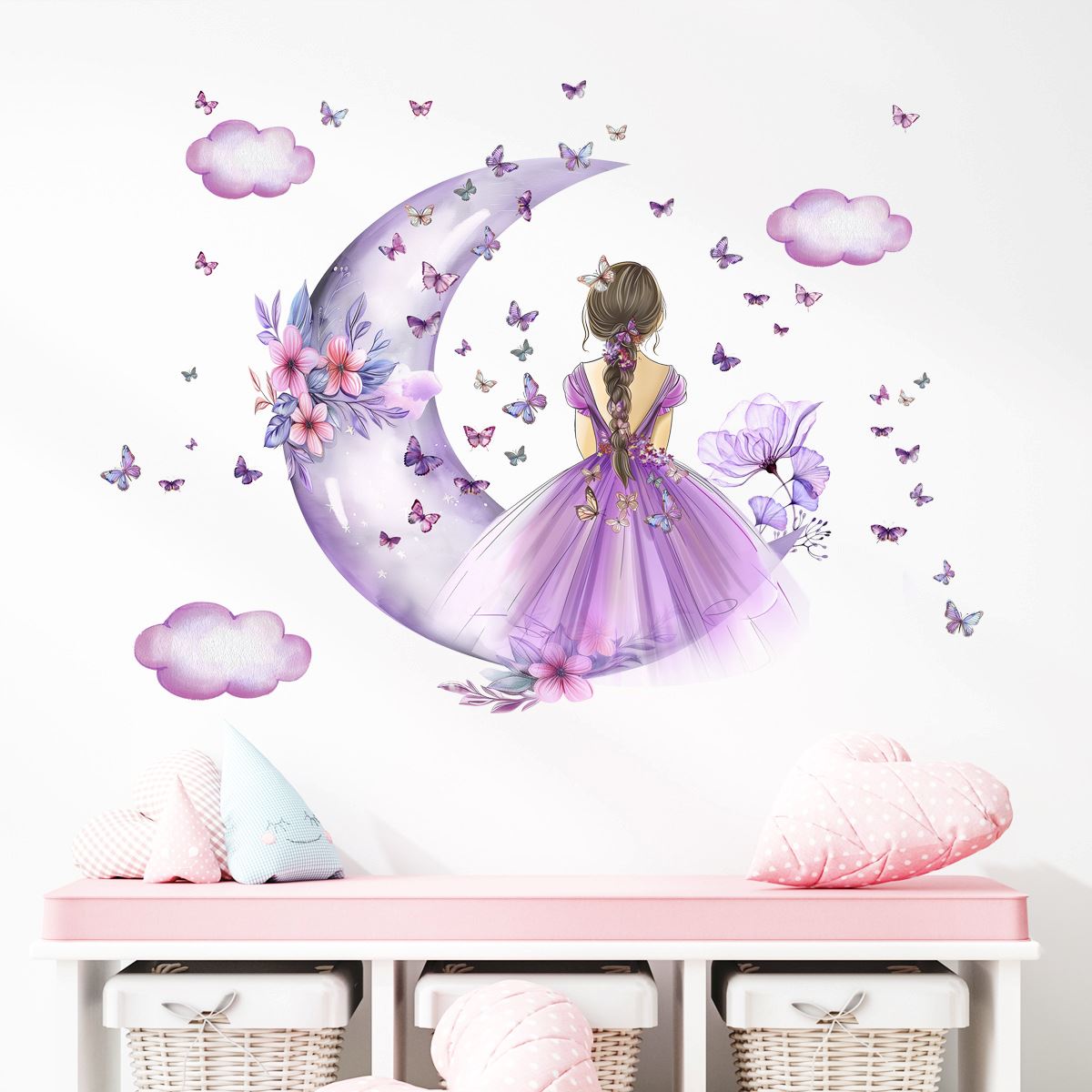 Décoration Murale - PrincesseSticker™ - Lune Mauve - Bébé Castel