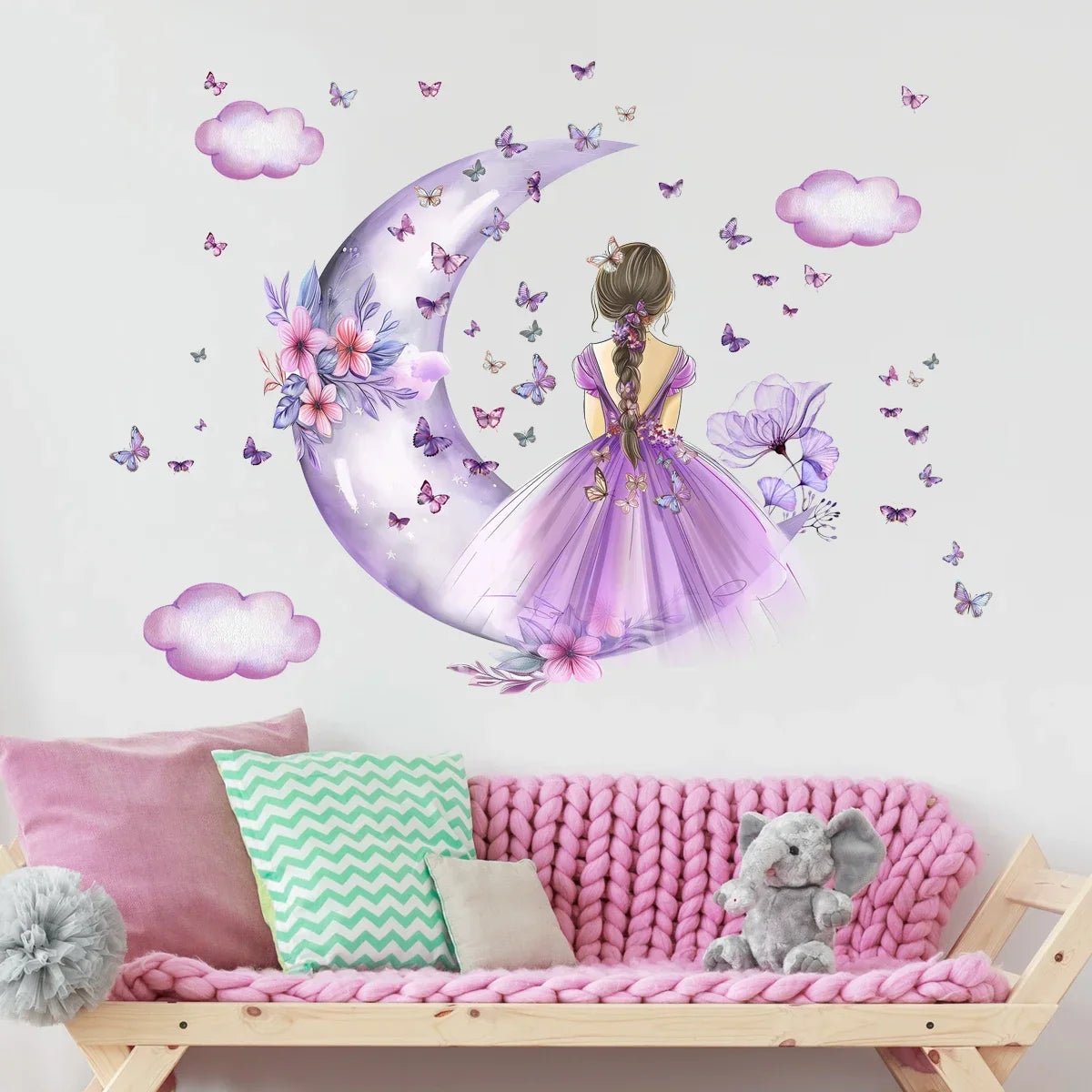 Décoration Murale - PrincesseSticker™ - Lune Mauve - Bébé Castel